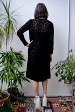 Twenties Black Velvet Burnout Dress