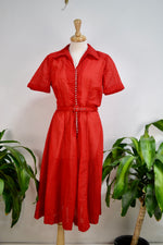 40s/50s Cherry Red Seersucker Dress