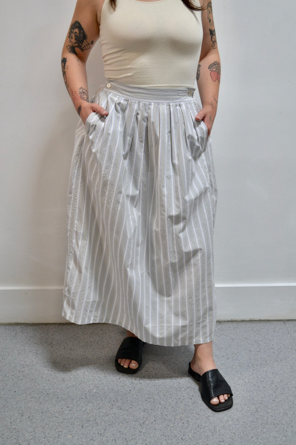 CK Striped Cotton Skirt