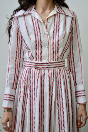 60s/70s Floral Striped Shirt Dress