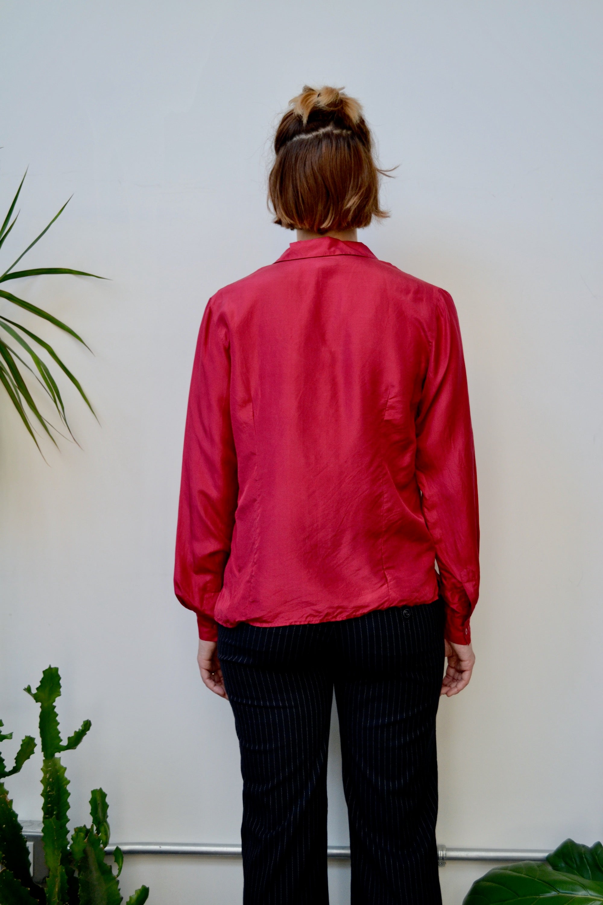 Cranberry Silk Blouse