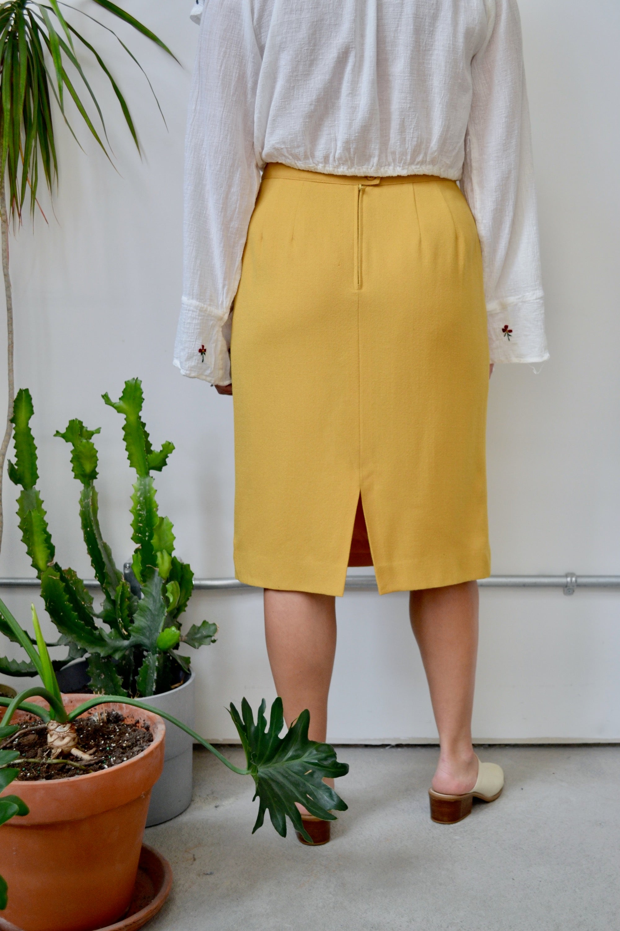 80s Mustard Wool Skirt