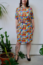 Sixties Belted Floral Shift Dress