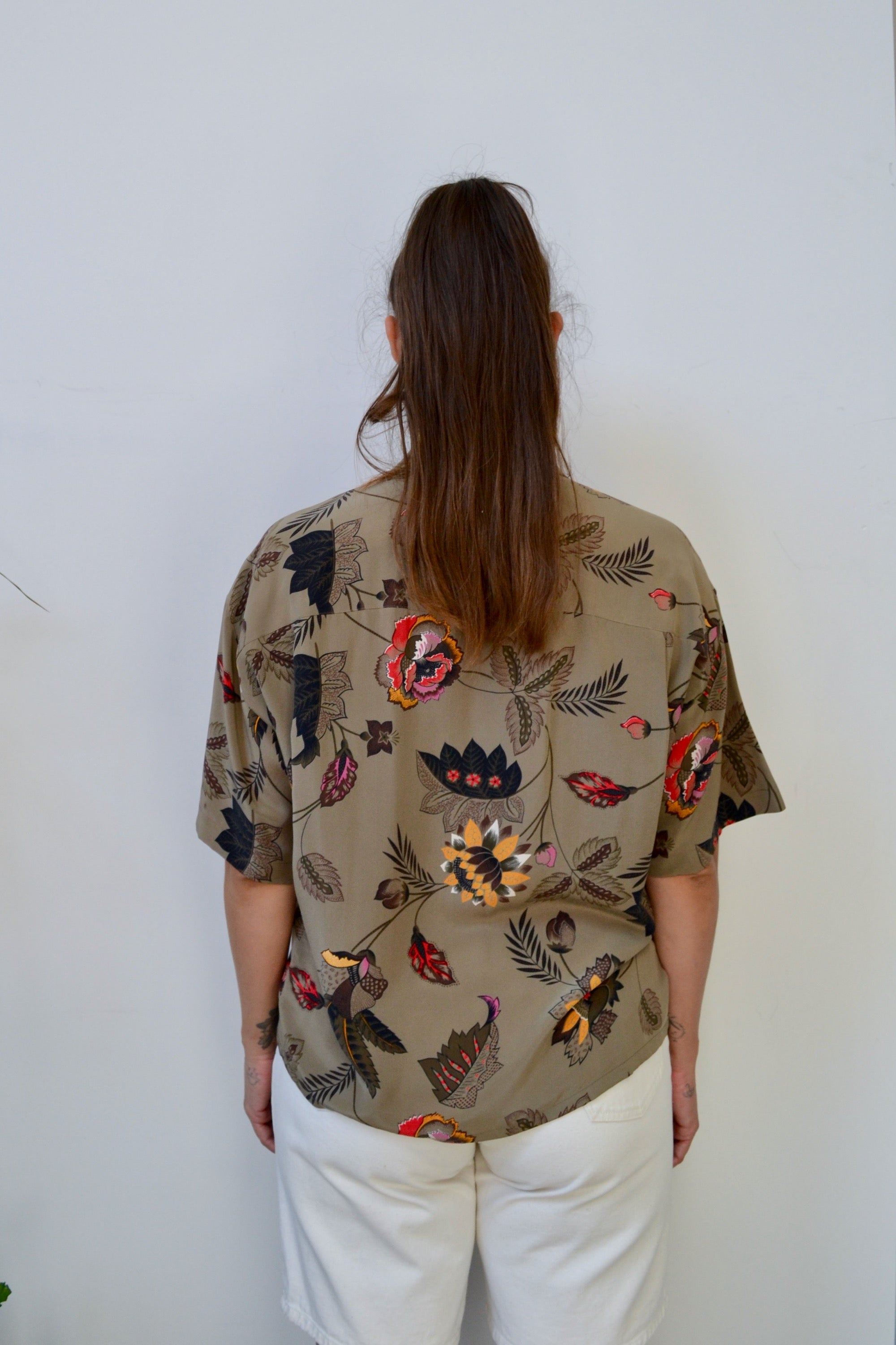 Tropical Floral Silk Blouse