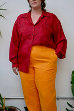 Cherry Silk Button Up