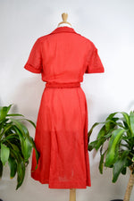 40s/50s Cherry Red Seersucker Dress
