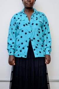 90s Silk Polkadot Blouse