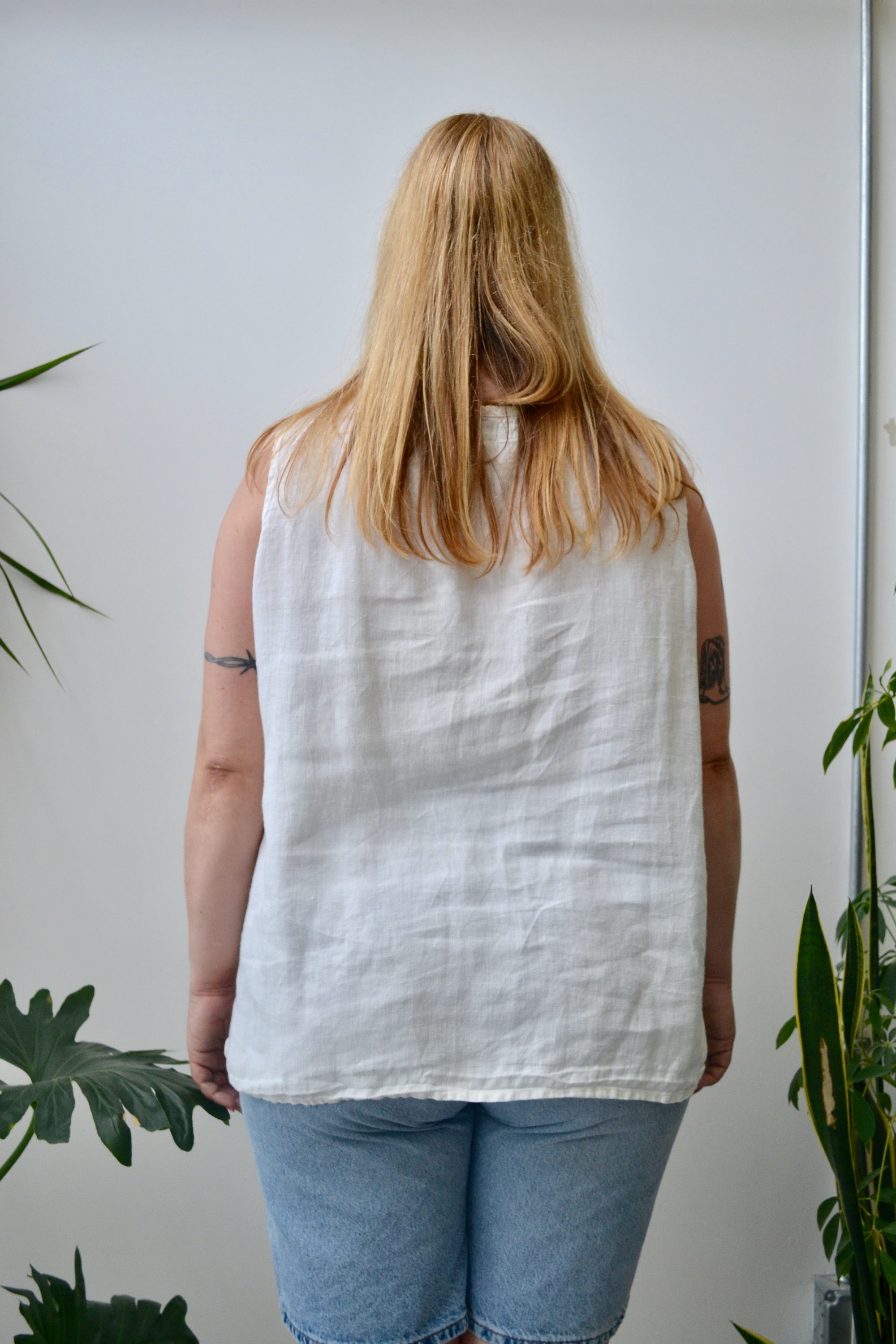 White Flax Linen Tank