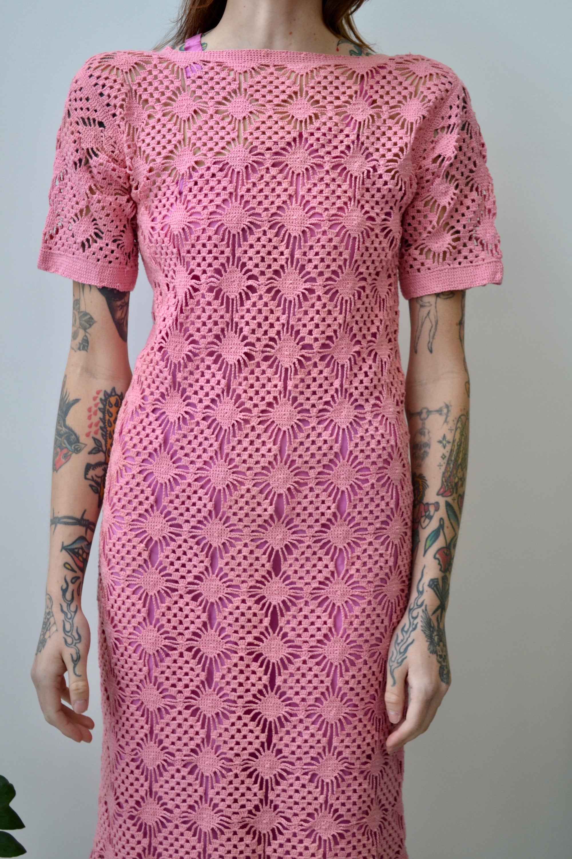 Special Pink Crochet Shift Dress