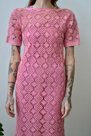 Special Pink Crochet Shift Dress