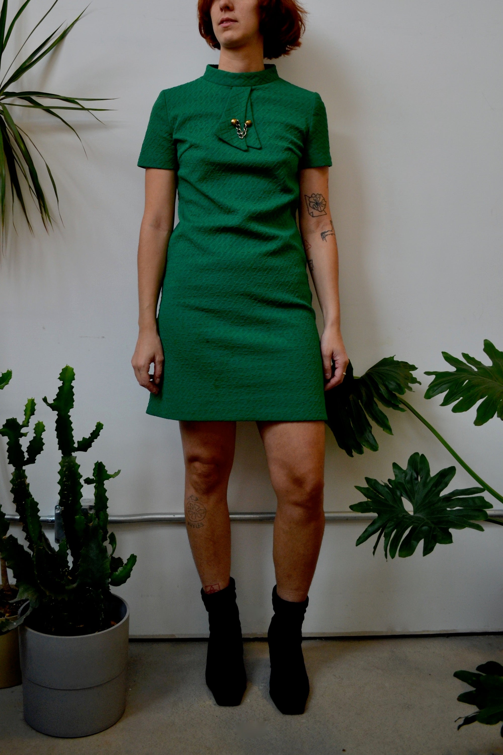 Textured Emerald Shift Dress