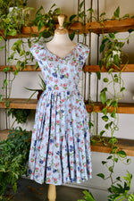 Fifties Blue Cotton Floral Dress