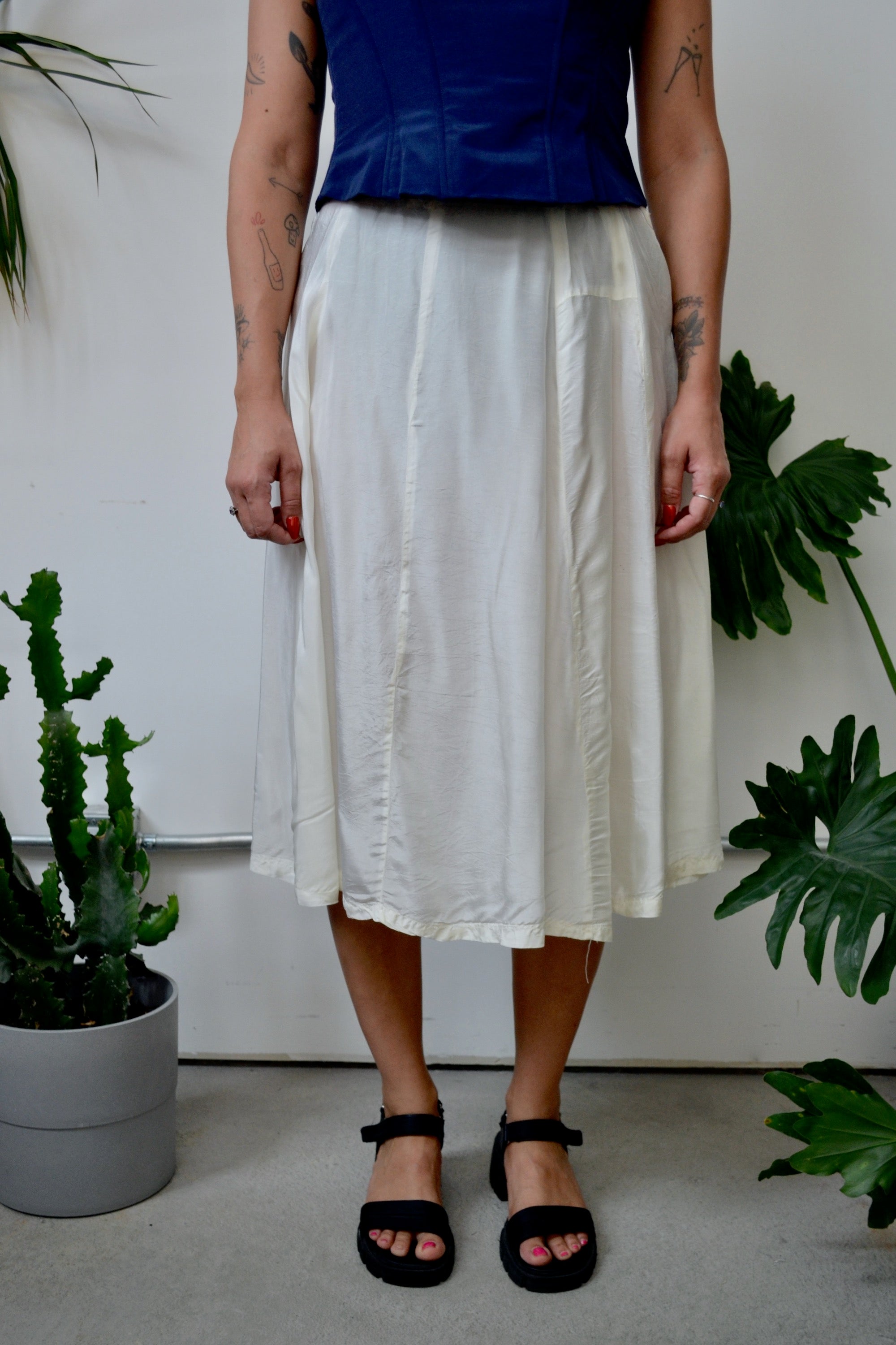 Vintage Cream Semi-Sheer Skirt