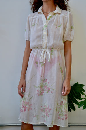 Gauzy Floral Shirt Dress