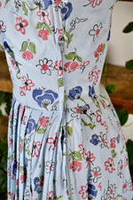 Fifties Blue Cotton Floral Dress