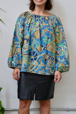 70s Floral Peasant Blouse