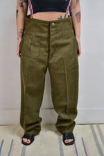 50s Olive Green Wool Army Trousers