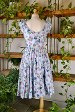 Fifties Blue Cotton Floral Dress
