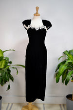 80s Black Velvet Party Dress