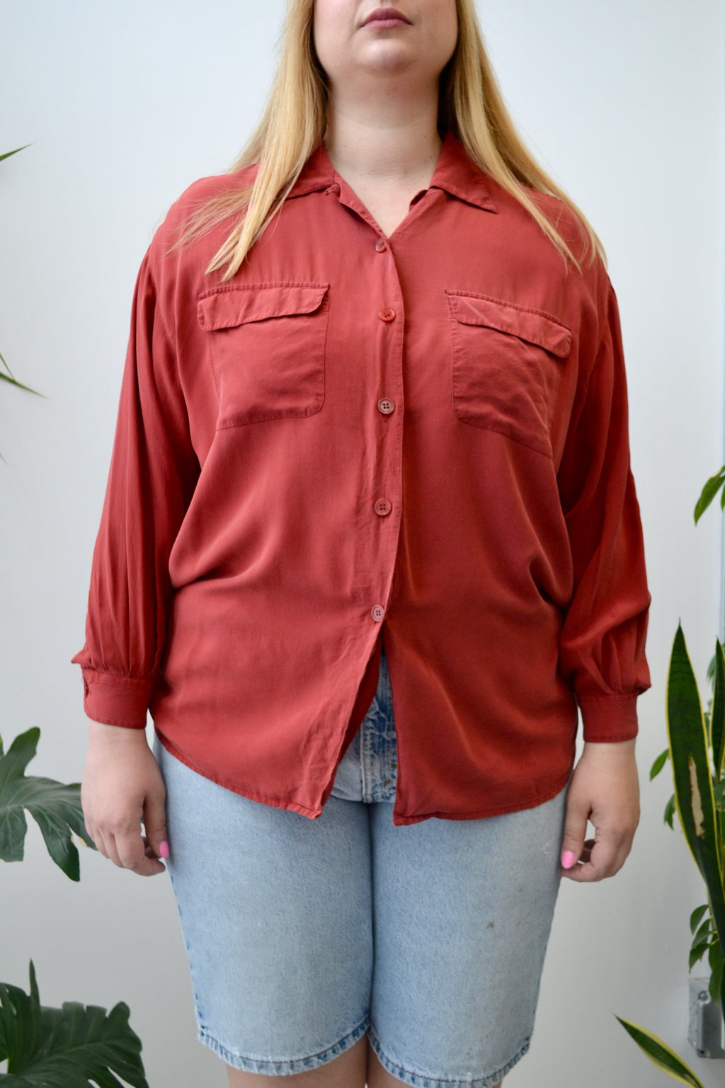 Rust Silk Blouse