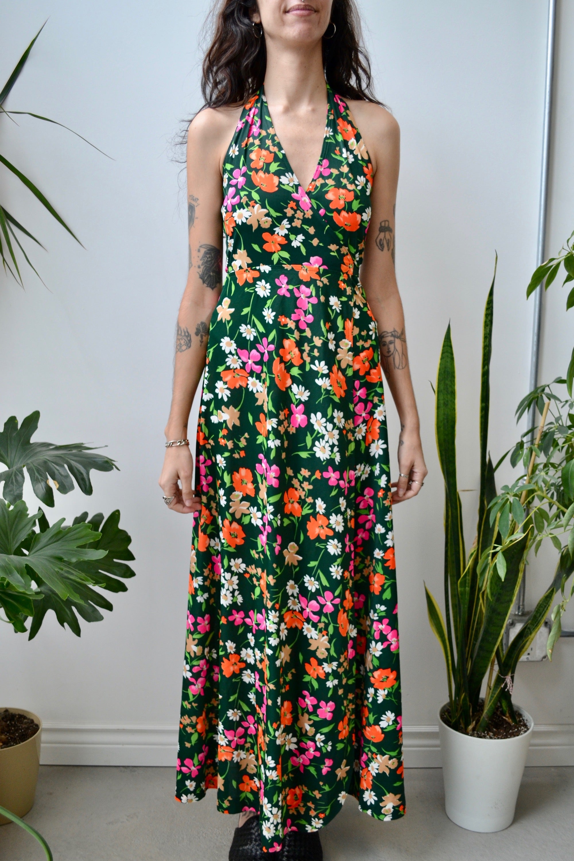 Seventies Floral Halter Dress