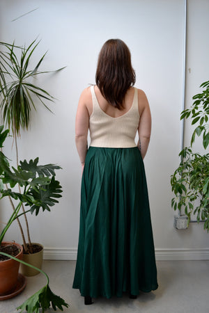 Forest Green Silk Skirt