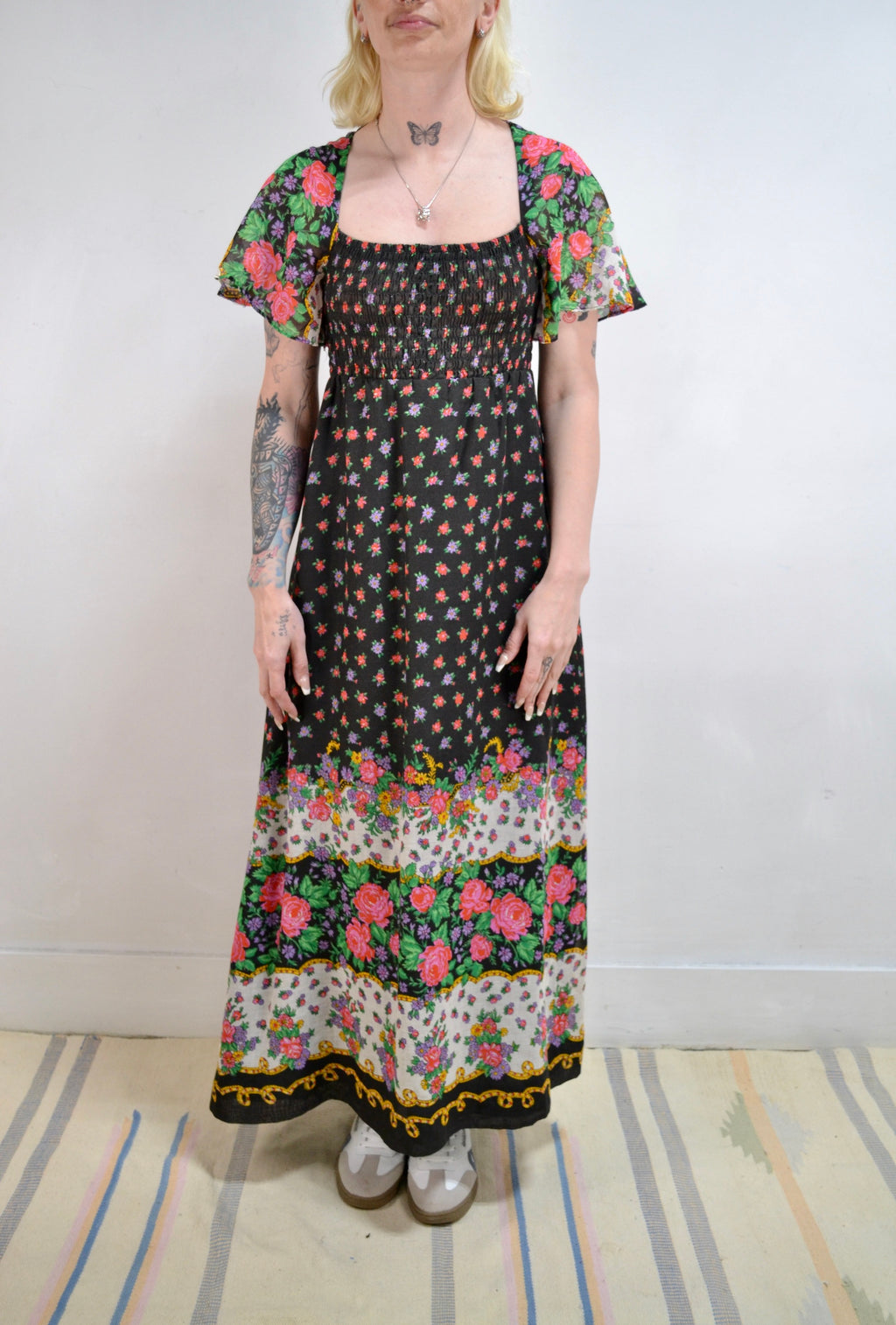 Vintage Black Floral Maxi