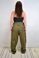 50s Olive Green Wool Army Trousers