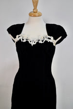 80s Black Velvet Party Dress