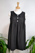 Vintage Black Linen Babydoll Dress