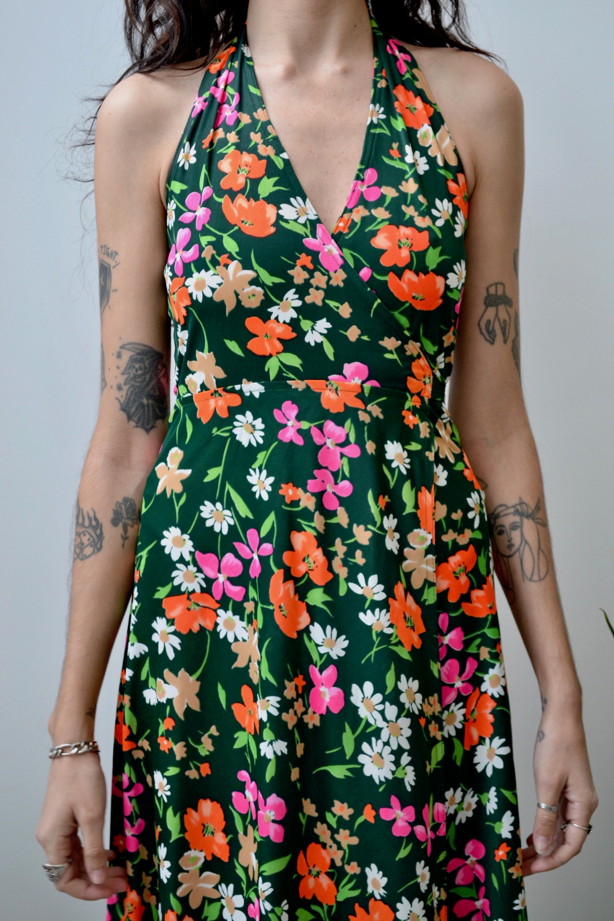 Seventies Floral Halter Dress