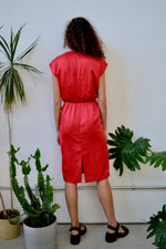 Red Textured Satin Dress