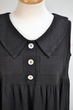 Vintage Black Linen Babydoll Dress