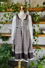 Gunne Sax Black Floral Prairie Dress