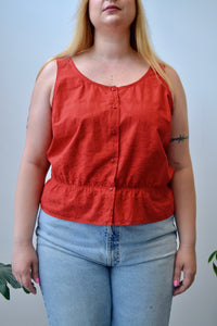 Muted Red Embroidered Tank