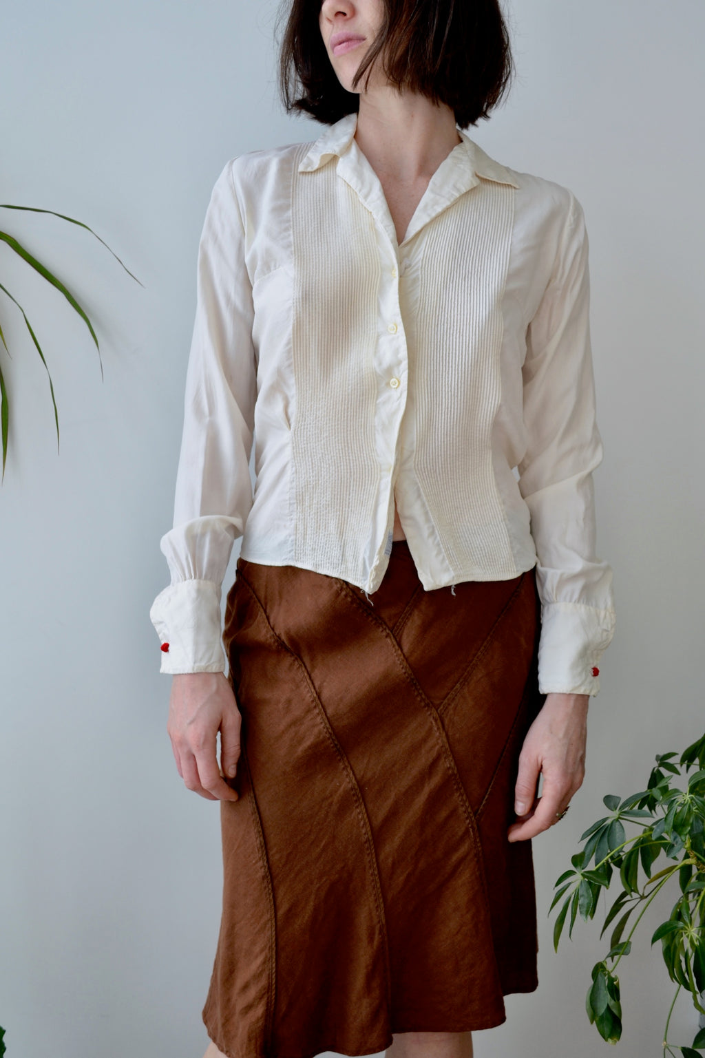 Cream Silk Vintage Blouse