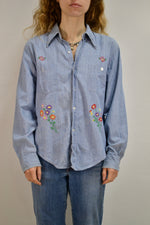 Hand Embroidered Chambray Button Up