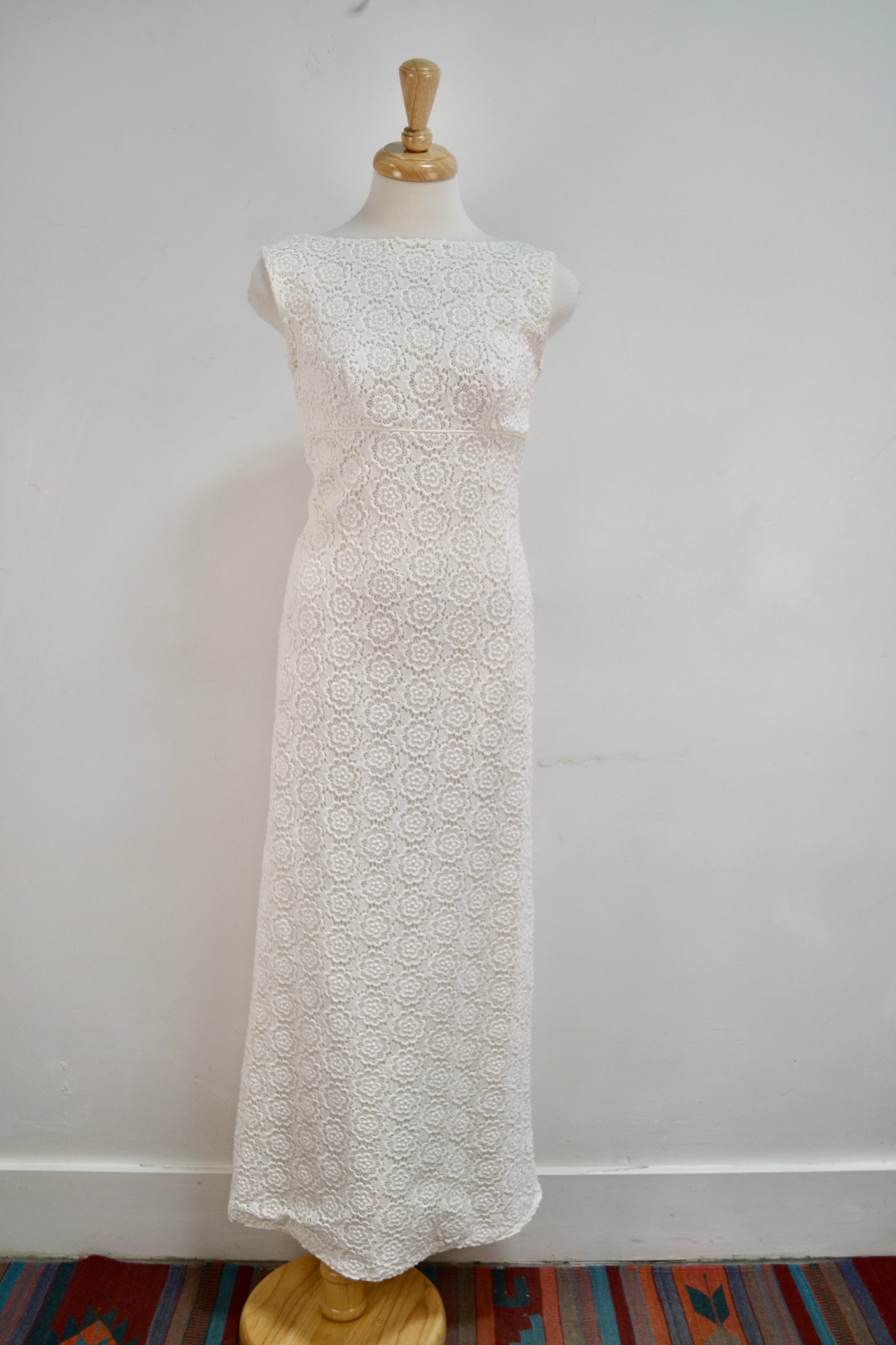 Sixties/Seventies Crochet Lace Empire Waist Dress