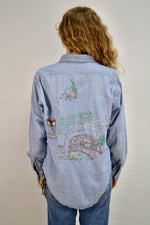 Hand Embroidered Chambray Button Up