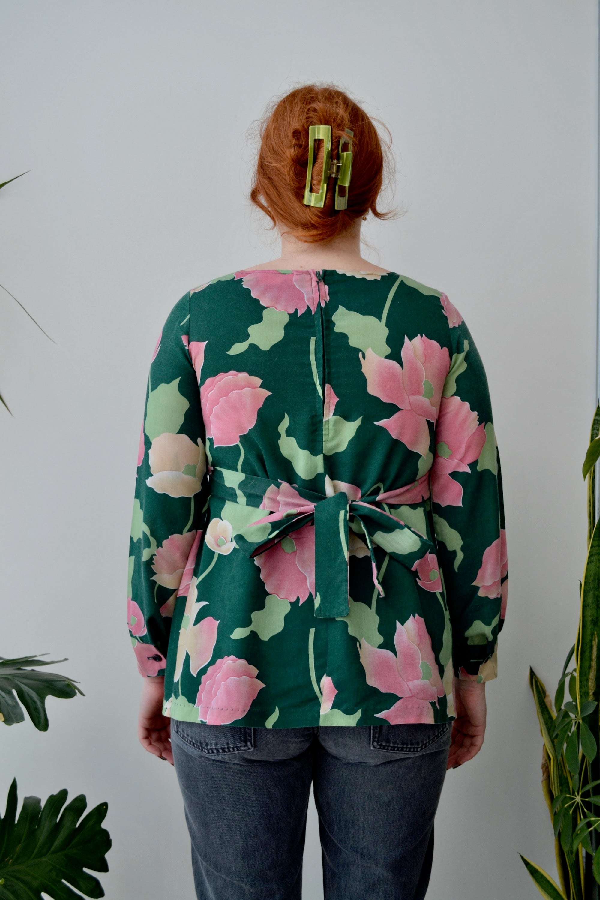 Green Floral Smock Top