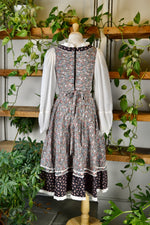 Gunne Sax Black Floral Prairie Dress