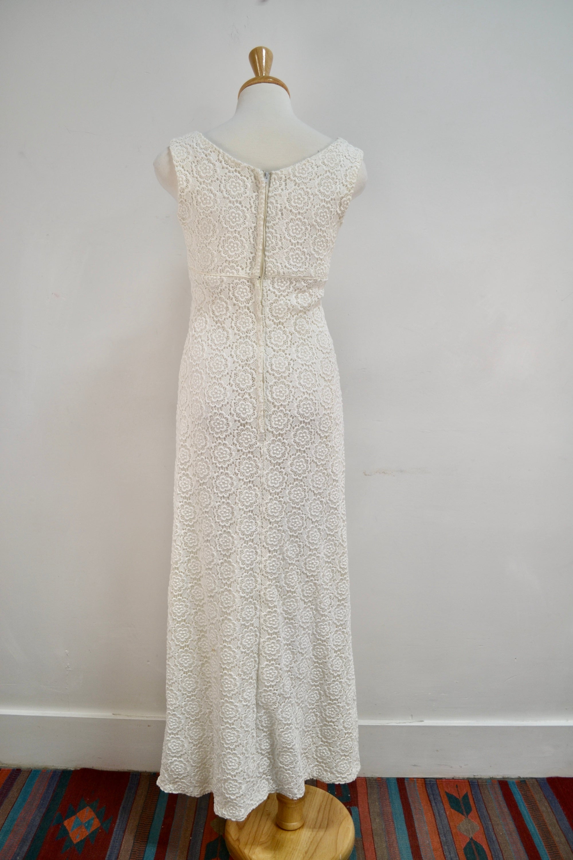 Sixties/Seventies Crochet Lace Empire Waist Dress