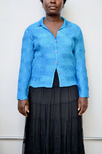 Teal Crinkle Button Up