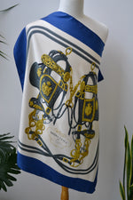 Vintage Blue Hermés Brides De Gala Silk Scarf