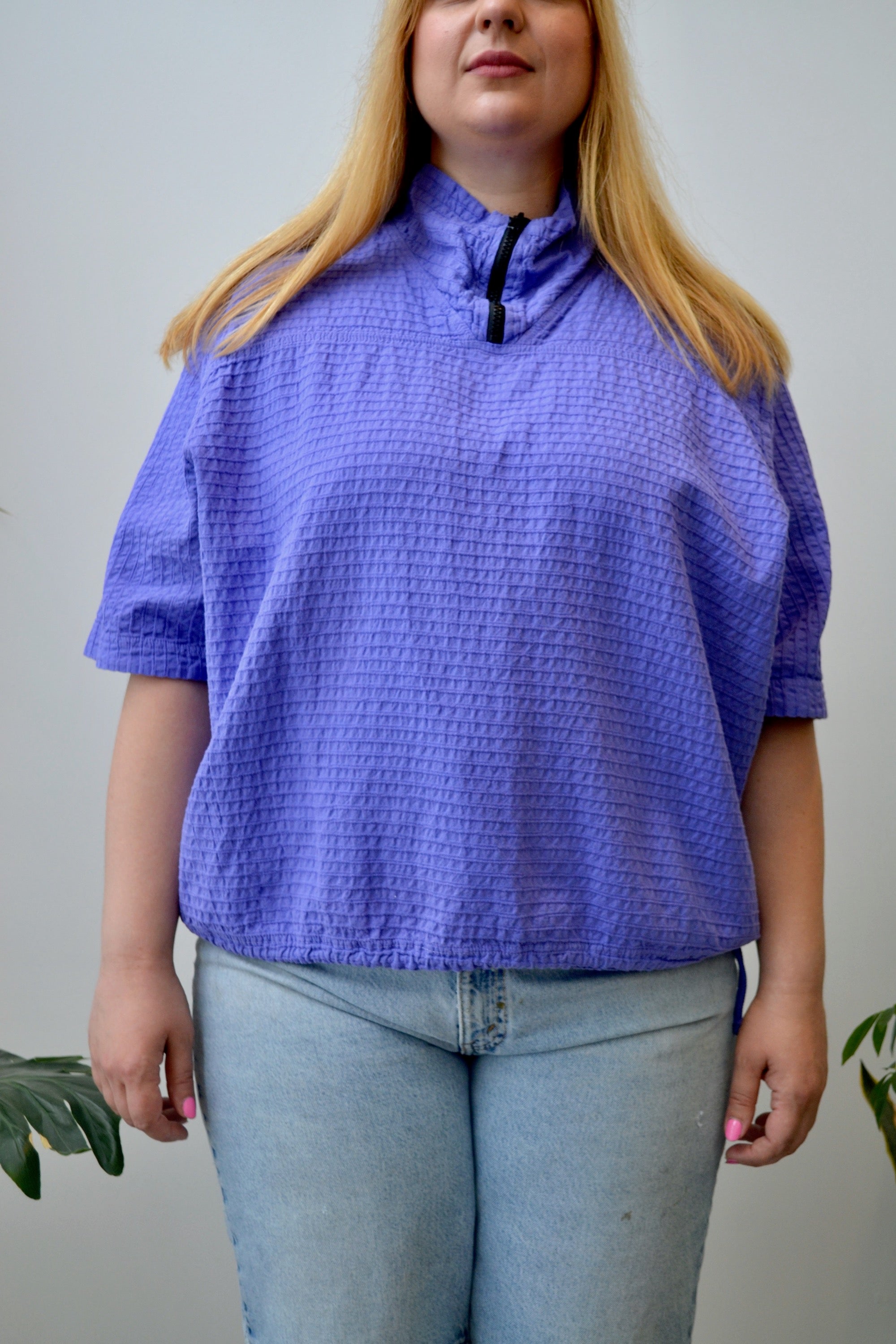 Periwinkle Seer Sucker Sweater Tee