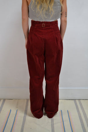 Velvety Maroon Wide Leg Trousers