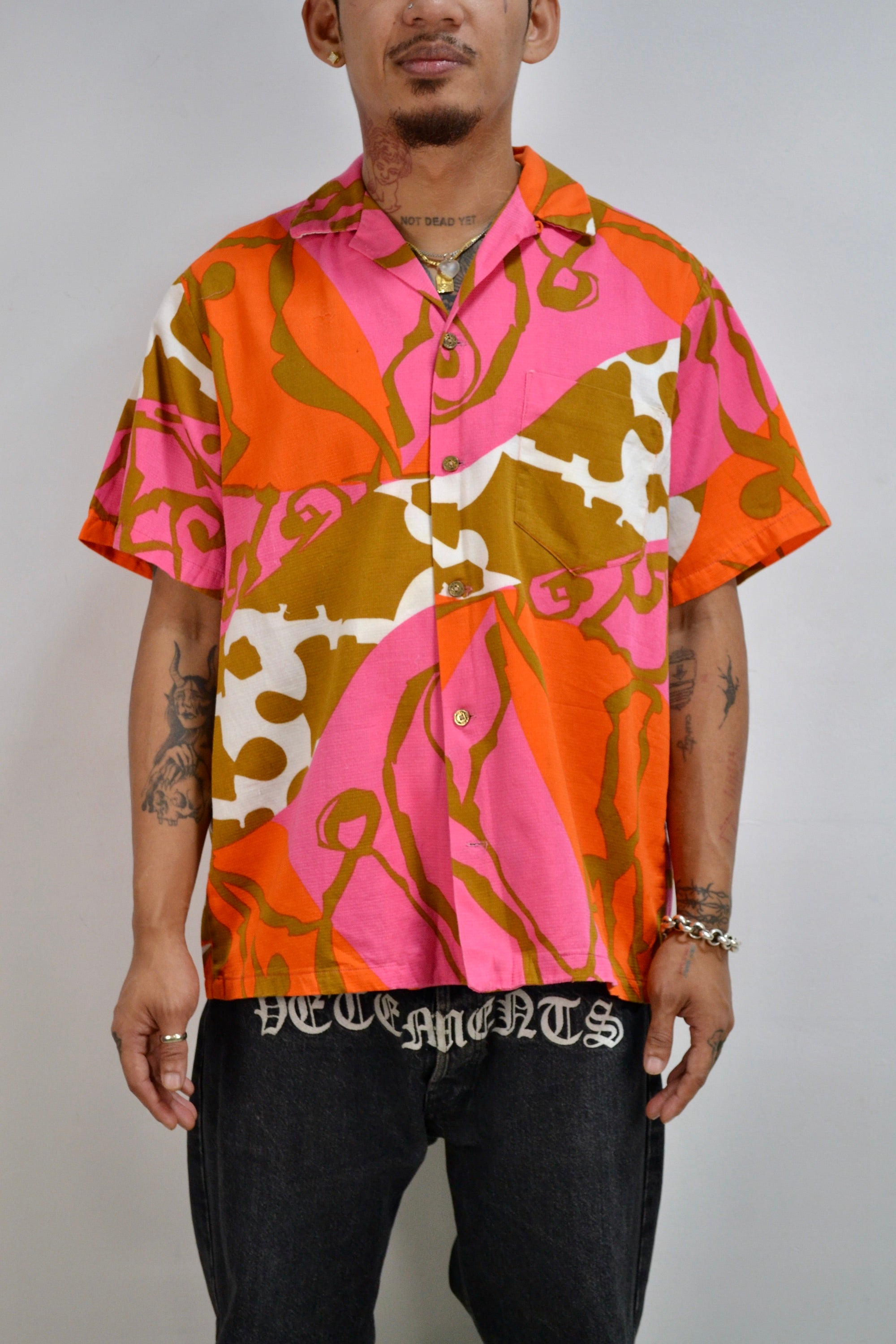 60s Abstract Button Up