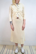 Cream Knit Skirt and Cardi Set