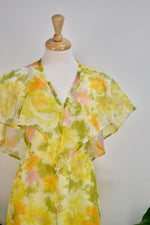 Vintage 60s Sunny Floral Halter Dress