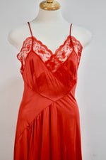 Vintage Red Nylon Open Leg Slip